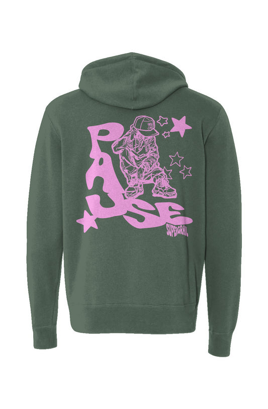 Pause Zip Hoodie Green/Light Pink