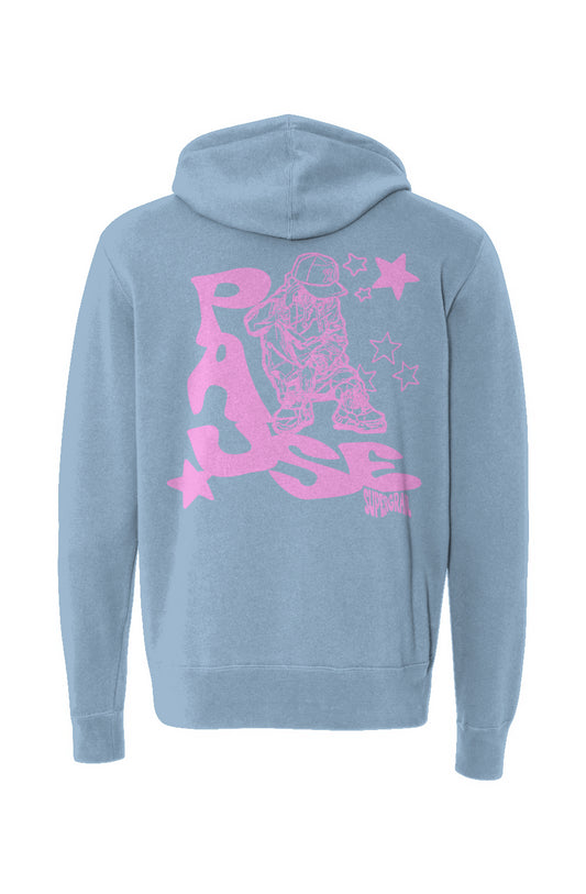 Pause Zip Hoodie Light Blue Pink