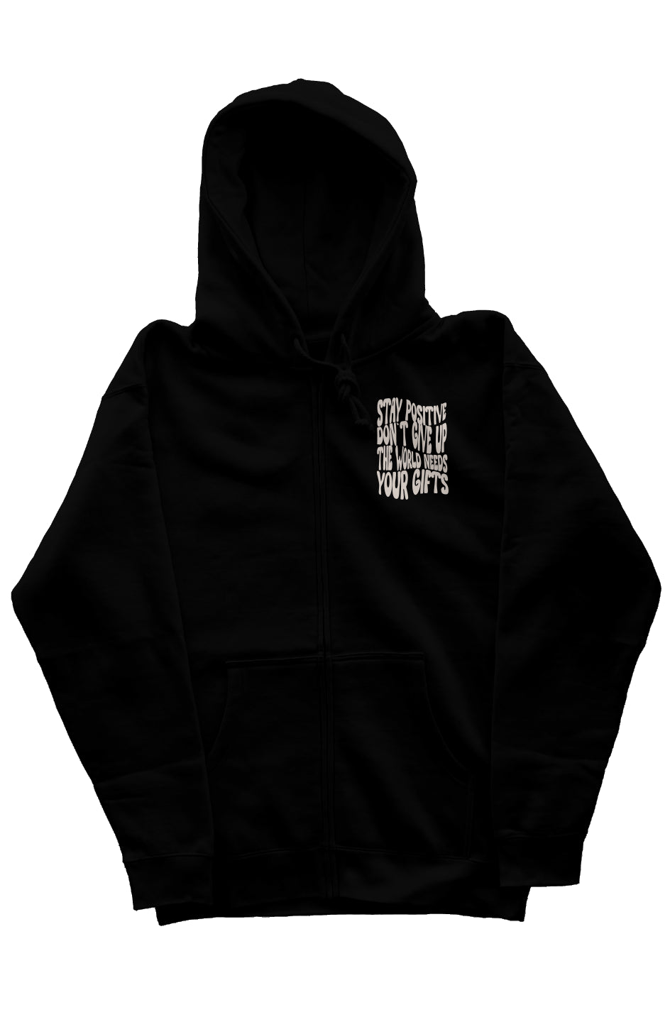 Don't Give Up | Heavyweight Zip Hoodie | Black