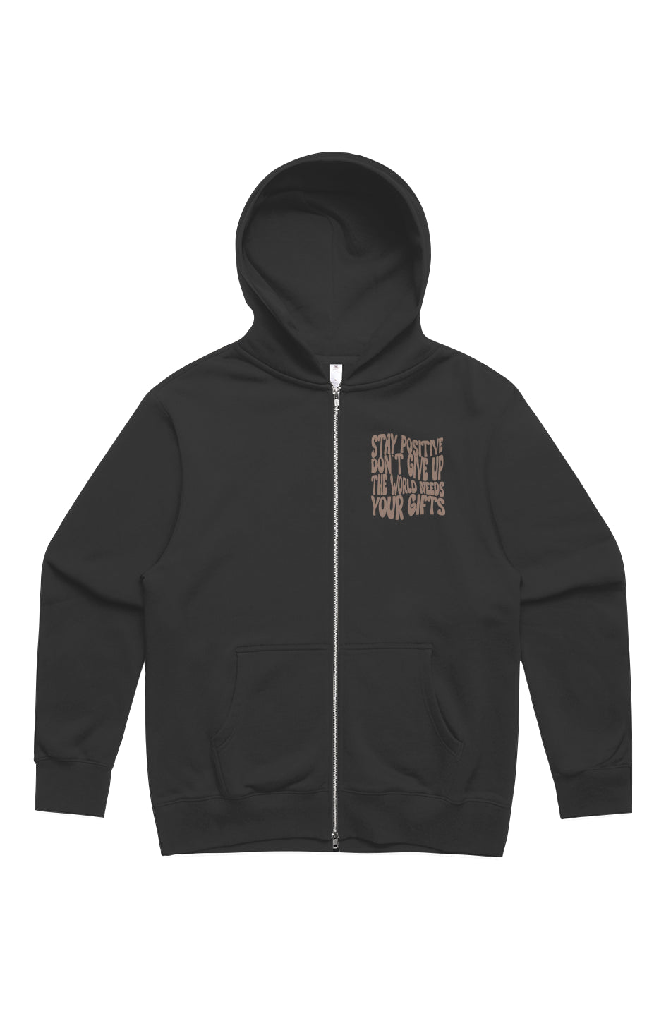 Don't Give Up | Zip Hoodie | Black