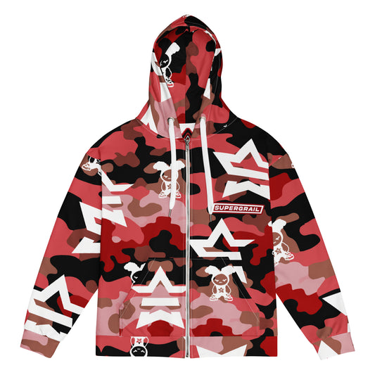 SUPERGRAIL MASCOT CAMO RED ZIP HOODIE